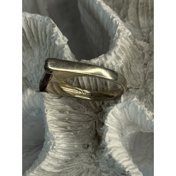 925 Sterling Silver Spinel & Marcasite Ring Size 7.5