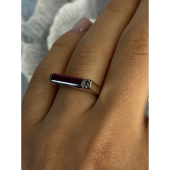 925 Sterling Silver Spinel & Marcasite Ring Size 7.5