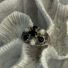 925 Sterling Silver Onyx Abalone & Marcasite Ring Size 10