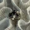 925 Sterling Silver Onyx Abalone & Marcasite Ring Size 10