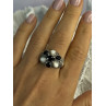 925 Sterling Silver Onyx Abalone & Marcasite Ring Size 10