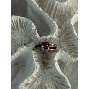 925 Sterling Silver Spinel Heart Ring Size 5
