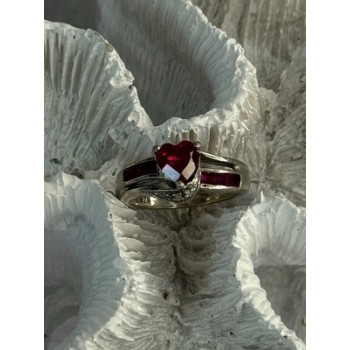 925 Sterling Silver Spinel Heart Ring Size 5