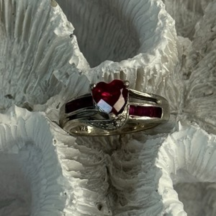 925 Sterling Silver Spinel Heart Ring Size 5