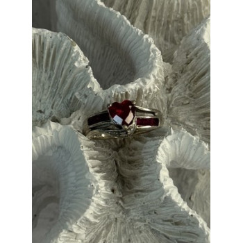 925 Sterling Silver Spinel Heart Ring Size 5