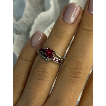 925 Sterling Silver Spinel Heart Ring Size 5