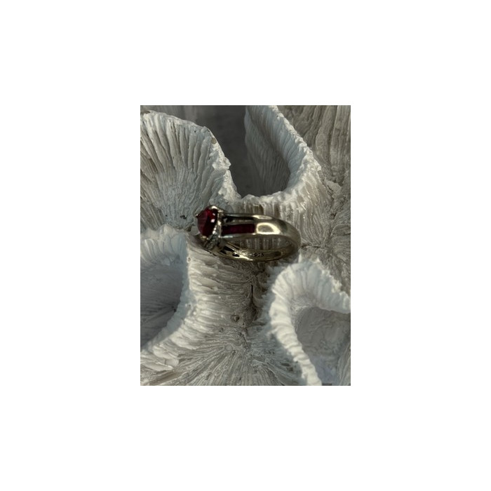 925 Sterling Silver Spinel Heart Ring Size 5