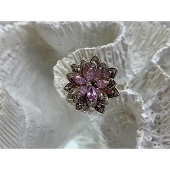 925 Sterling Silver Pink & White CZ 