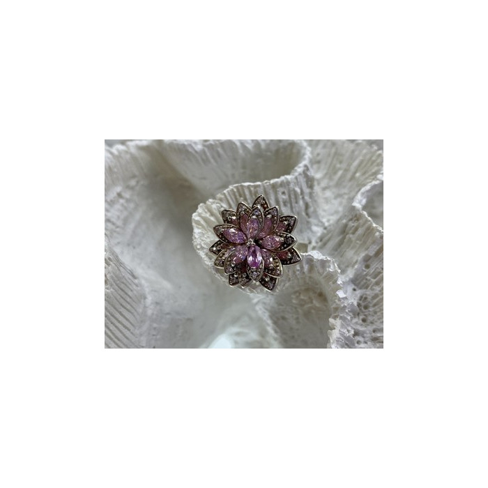 925 Sterling Silver Pink & White CZ 