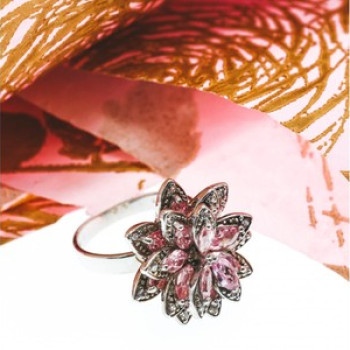 925 Sterling Silver Pink & White CZ 