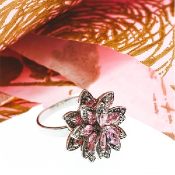 925 Sterling Silver Pink & White CZ 