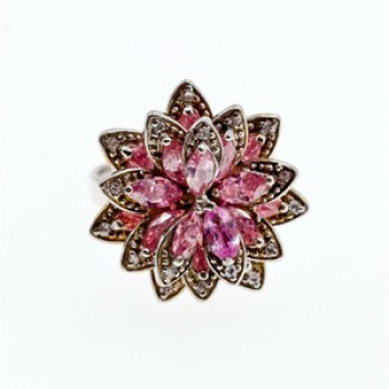 925 Sterling Silver Pink & White CZ 