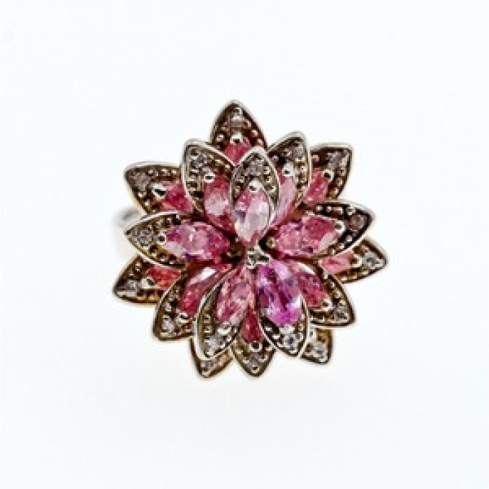 925 Sterling Silver Pink & White CZ 