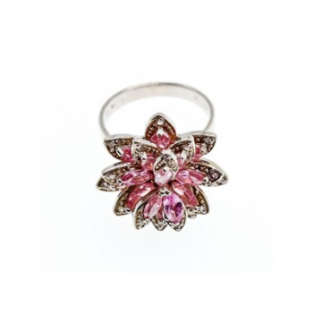 925 Sterling Silver Pink & White CZ 