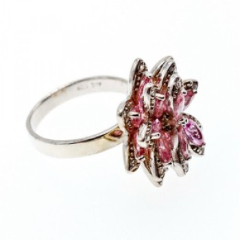 925 Sterling Silver Pink & White CZ 