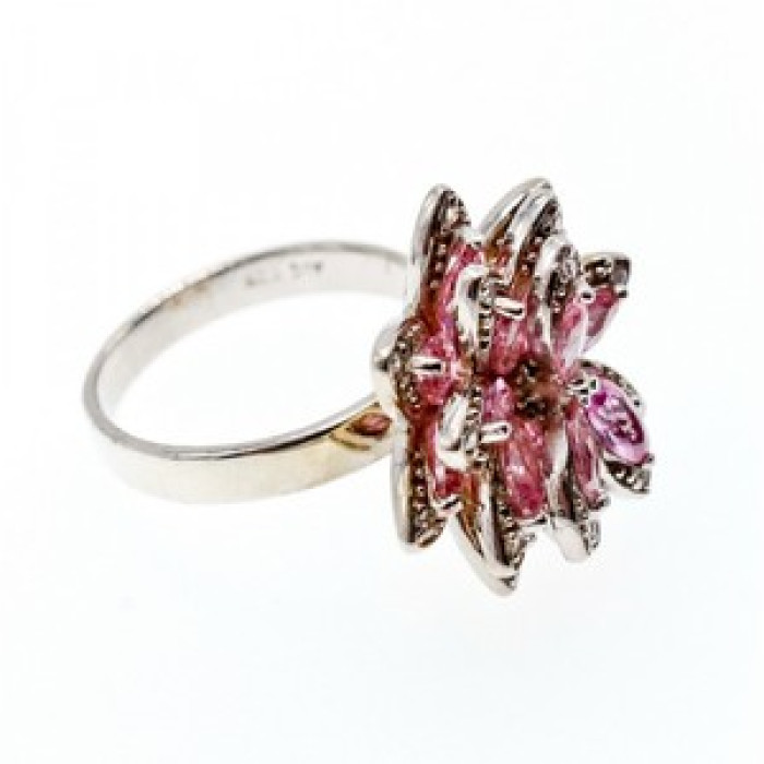 925 Sterling Silver Pink & White CZ 