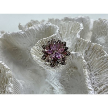 925 Sterling Silver Pink & White CZ 