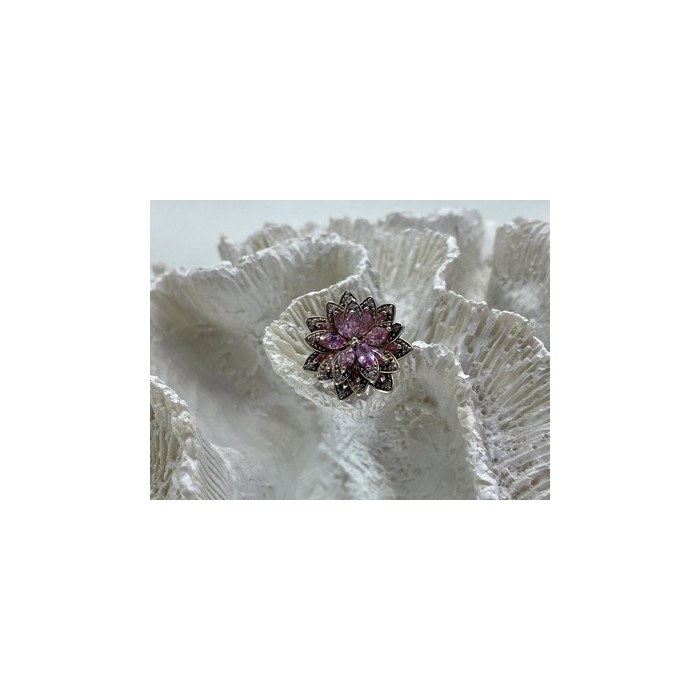 925 Sterling Silver Pink & White CZ 