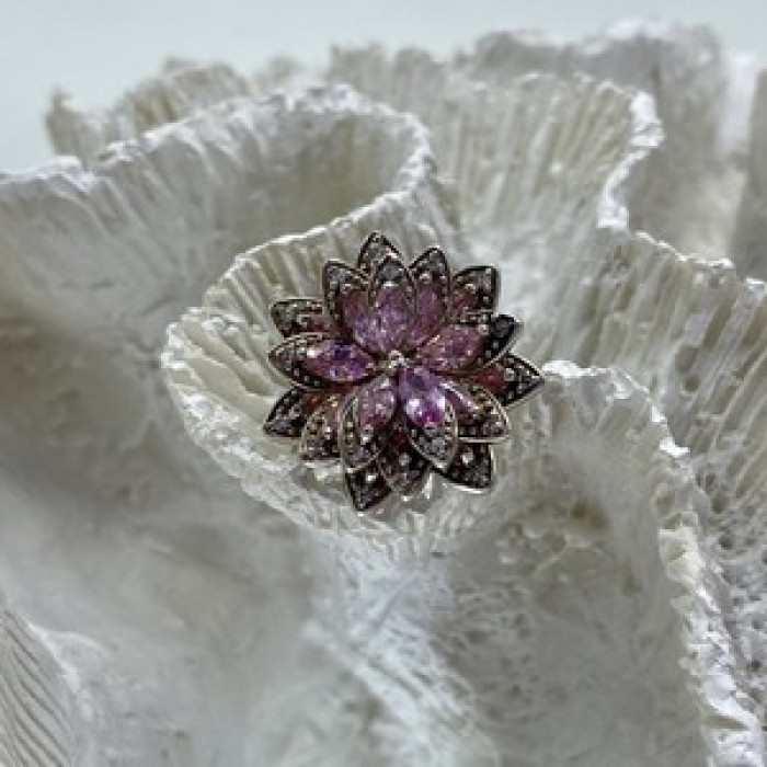 925 Sterling Silver Pink & White CZ 