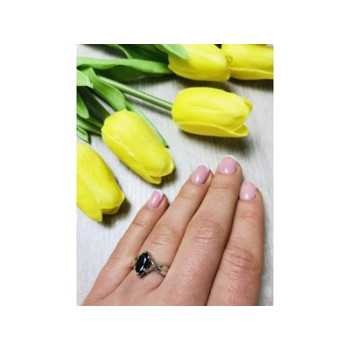 925 Sterling Silver Black Nephrite ( Jade ) Ring Size 4.5