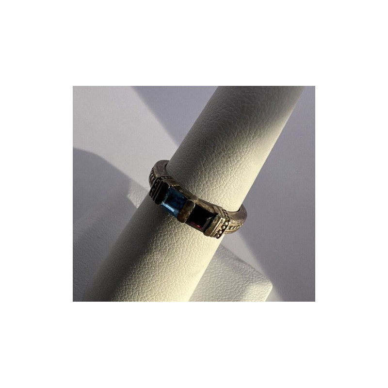 925 Sterling Silver Topaz & Tourmaline Ring Size 5.5