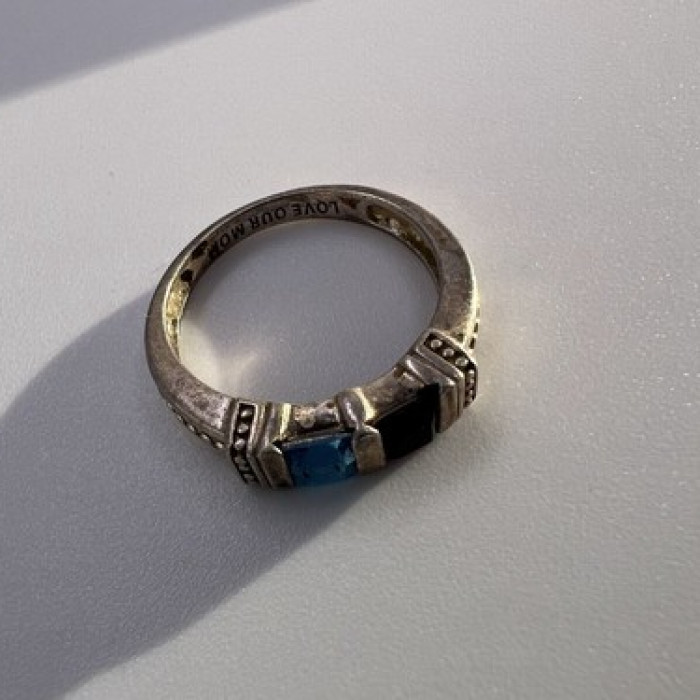 925 Sterling Silver Topaz & Tourmaline Ring Size 5.5