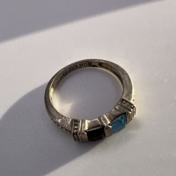 925 Sterling Silver Topaz & Tourmaline Ring Size 5.5