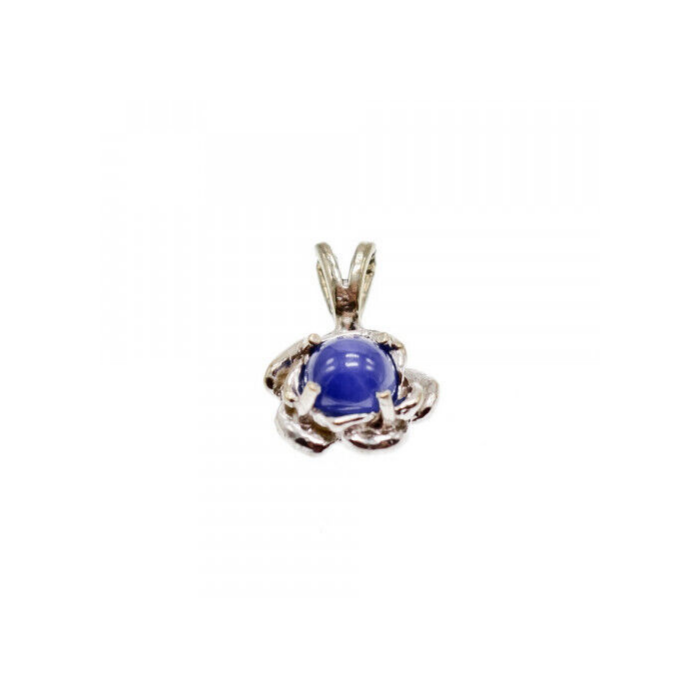 14K WHITE GOLD BLUE STAR SAPPHIRE PENDANT