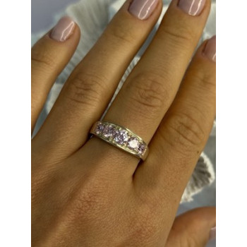925 Sterling Silver Pink CZ Ring Size 9