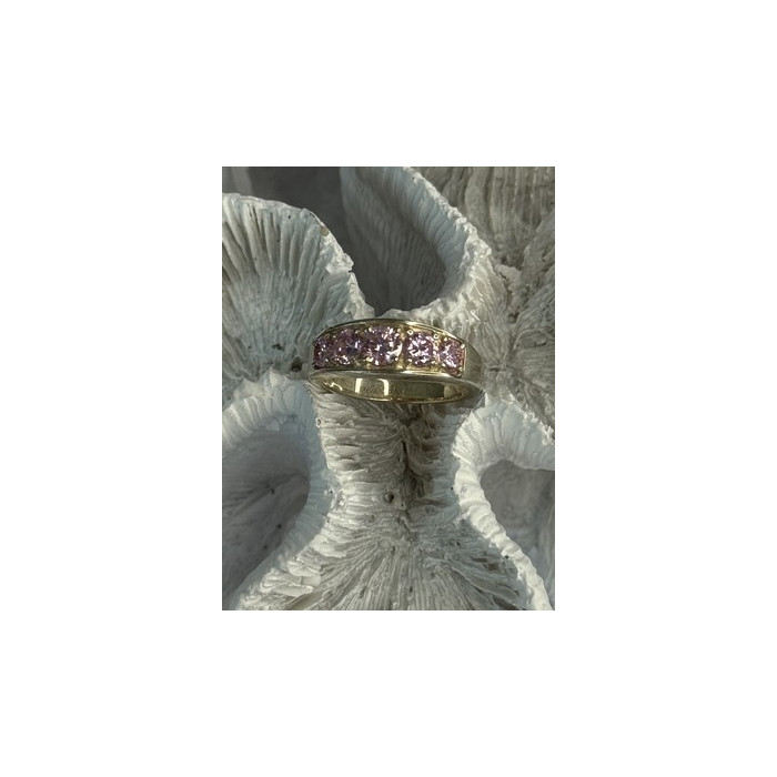 925 Sterling Silver Pink CZ Ring Size 9