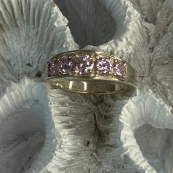 925 Sterling Silver Pink CZ Ring Size 9