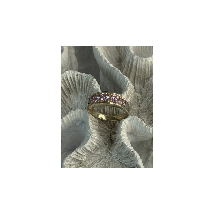 925 Sterling Silver Pink CZ Ring Size 9