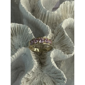 925 Sterling Silver Pink CZ Ring Size 9