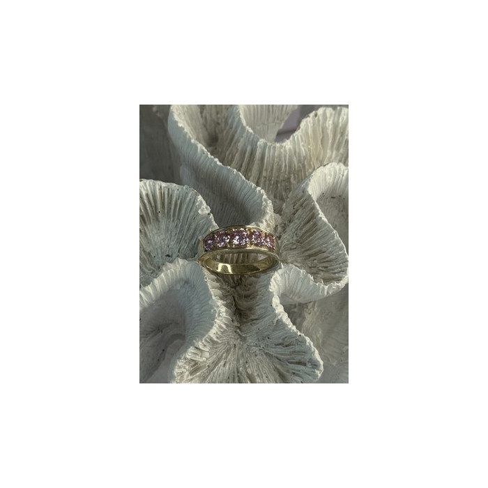 925 Sterling Silver Pink CZ Ring Size 9