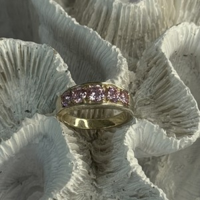 925 Sterling Silver Pink CZ Ring Size 9