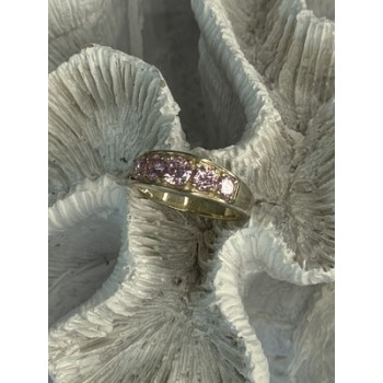 925 Sterling Silver Pink CZ Ring Size 9