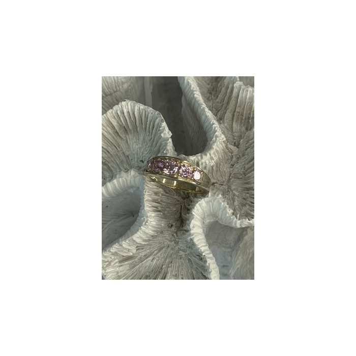 925 Sterling Silver Pink CZ Ring Size 9