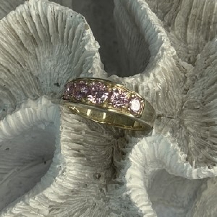 925 Sterling Silver Pink CZ Ring Size 9