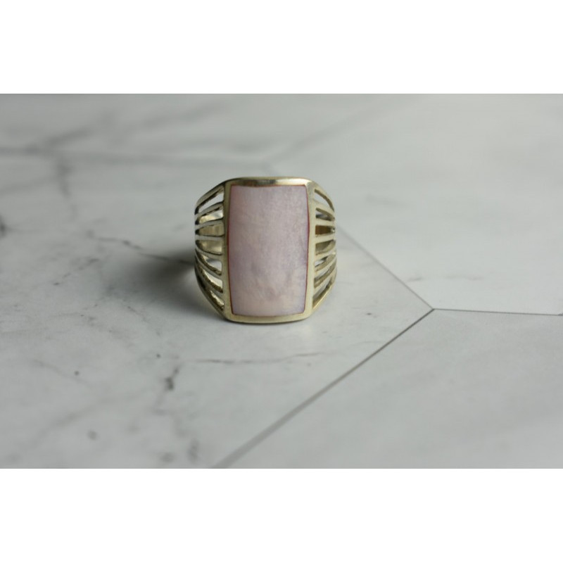 925 STERLING SILVER PINK MOTHER OF PEARL RING SIZE 8