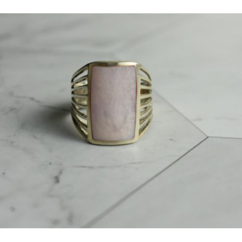 925 Sterling Silver Pink Mother OF Pearl Ring Size 8