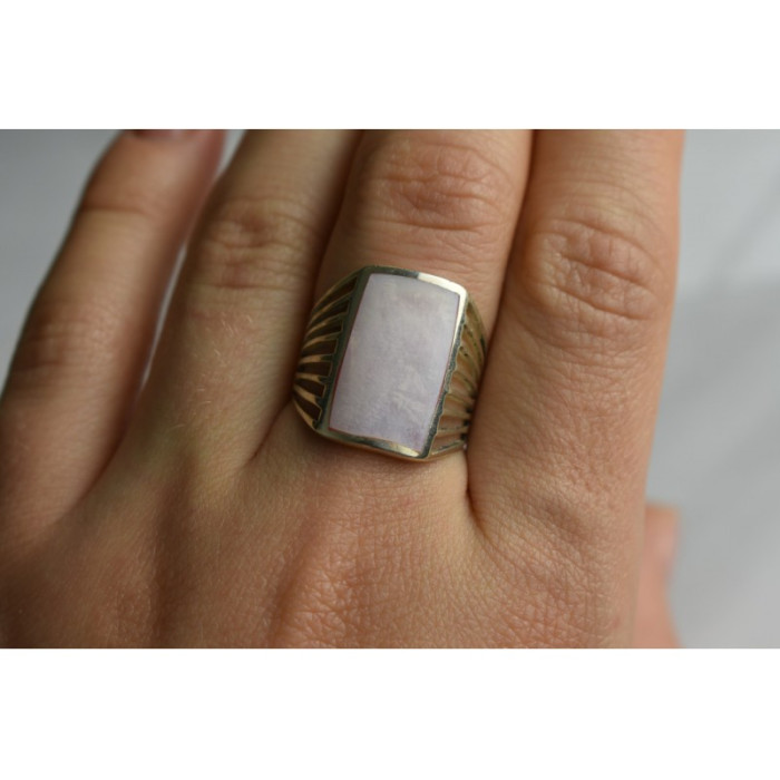 925 STERLING SILVER PINK MOTHER OF PEARL RING SIZE 8
