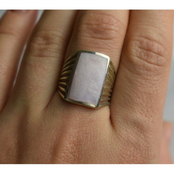 925 Sterling Silver Pink Mother OF Pearl Ring Size 8