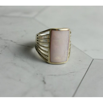 925 Sterling Silver Pink Mother OF Pearl Ring Size 8