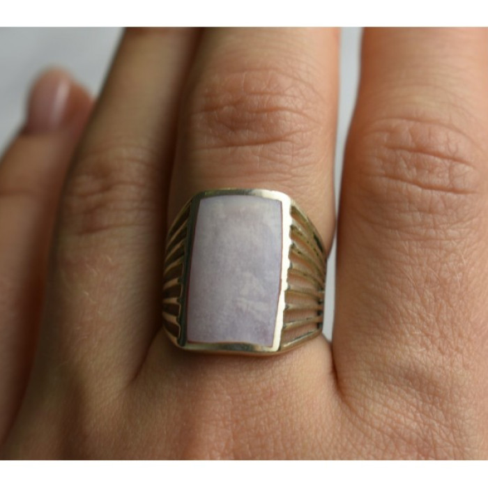 925 Sterling Silver Pink Mother OF Pearl Ring Size 8