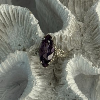 Kabana 925 Sterling Silver Amethyst Ring Size 5