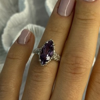 Kabana 925 Sterling Silver Amethyst Ring Size 5