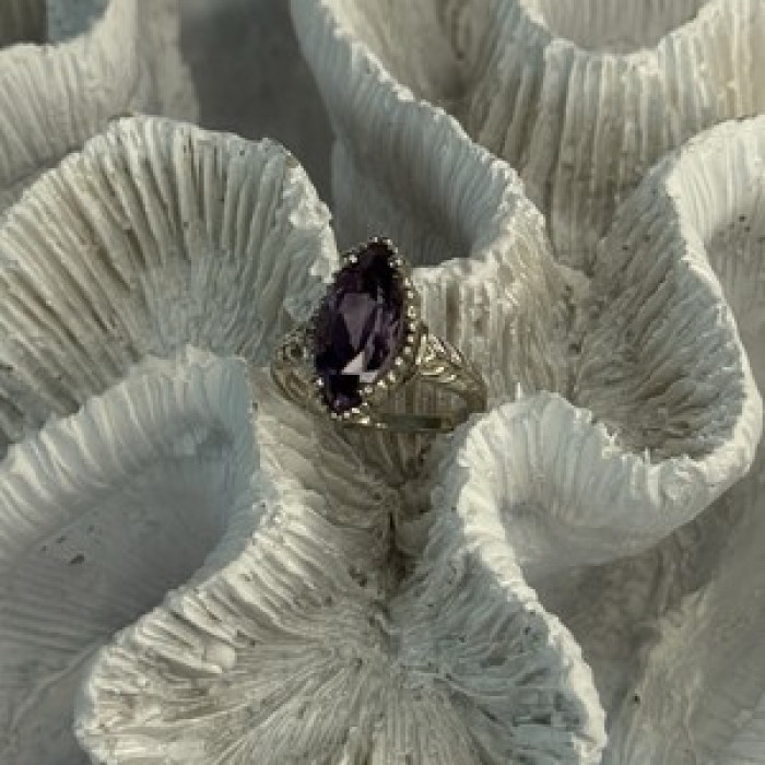 Kabana 925 Sterling Silver Amethyst Ring Size 5