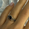 925 Sterling Silver Black Sapphire & Marcasites Ring Size 6