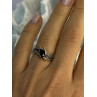 925 Sterling Silver Black Sapphire & Marcasites Ring Size 6