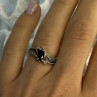 925 Sterling Silver Black Sapphire & Marcasites Ring Size 6